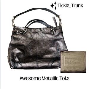 Coach Metallic Pewter Tote Bag